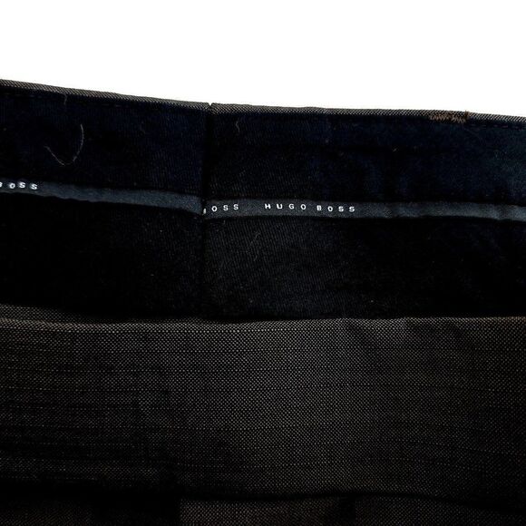 Hugo Boss Pasini Gray Flat Front Birdseye Wool Mid Rise Dress Pants 29/33 Lined - Picture 4 of 10